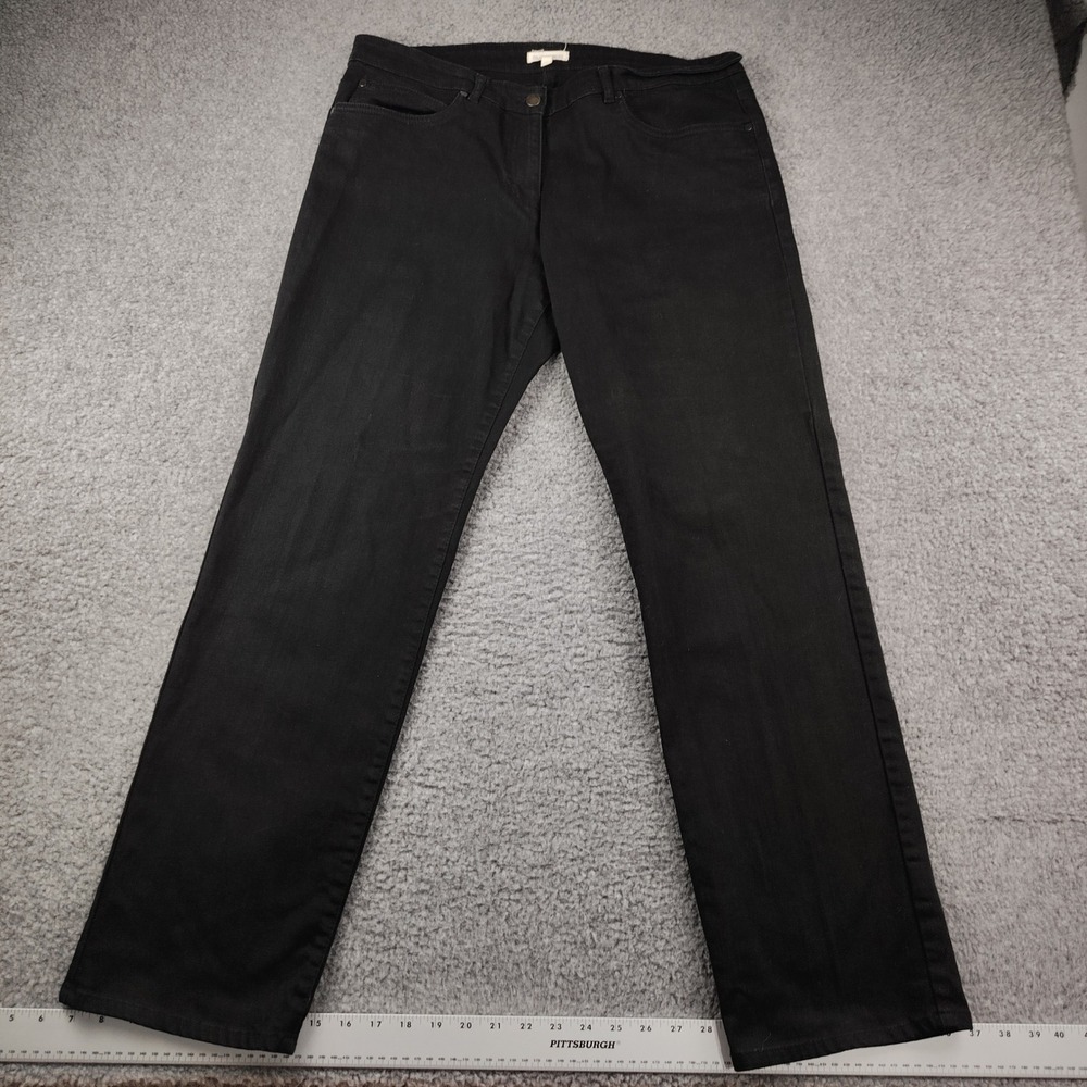 Eileen Fisher Pants Sz Large Straight Leg Black 5-Pocket Stretch EUC
